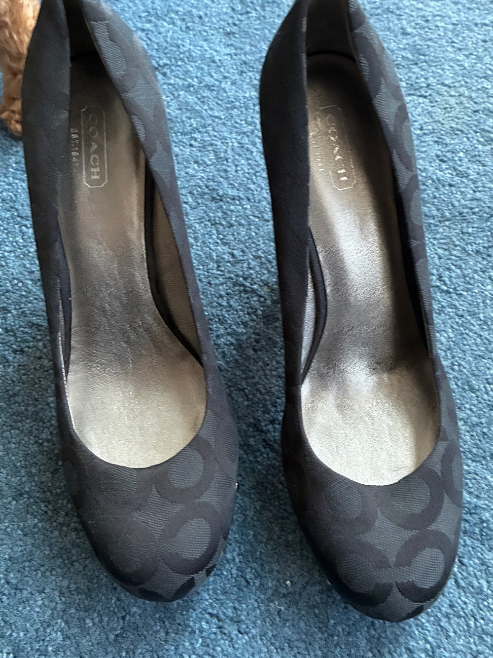 Coach Black Signature Monogram Round-Toe Pumps